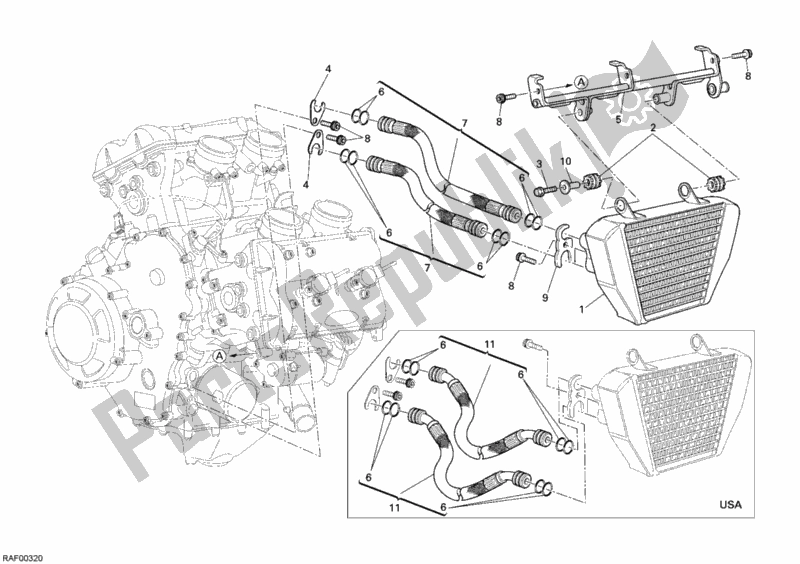 Toutes les pièces pour le Refroidisseur D'huile du Ducati Desmosedici RR 1000 2008